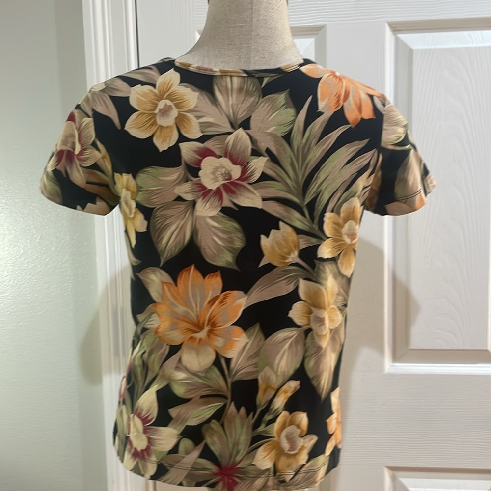 Vintage Rafaella top short sleeve tropical floral Hawaiian women’s size petite - Picture 4 of 6
